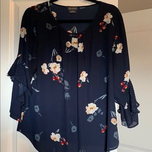 Navy floral blouse